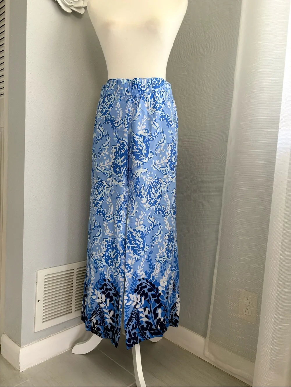 Lilly Pulitzer Sky Blue Printed Wide-Leg Pants